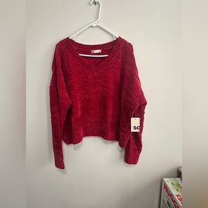SO Women's V-Neck Sweater - Red